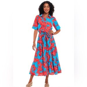 Moda Posa Baroque Blue Red Swirl Alcee Maxi Dress